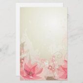 Soft Pink & Brass Flowers - Stationary - 4 Stationery (Front/Back)