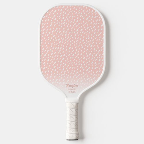 Soft Pink Brush Polka Dot Pattern Custom Text Cool Pickleball Paddle