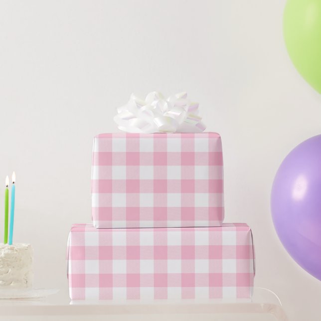 Soft Pink Buffalo Check Baby Shower Birthday Gift Wrapping Paper (Party Gifts)