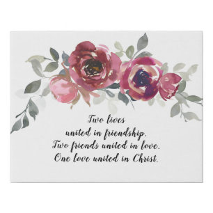 Soft Pink Burgundy Flowers Inspirational Wedding Faux Canvas Print