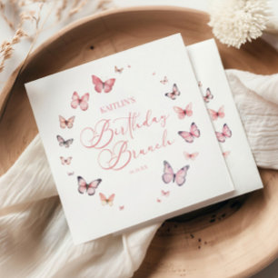 Soft Pink Butterfly Birthday Brunch Party Napkins