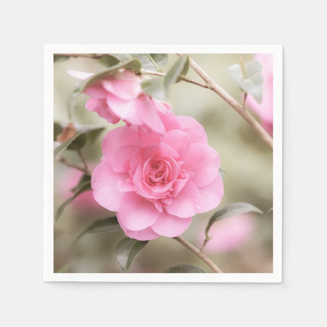 Soft Pink Camellia Flower  Napkins (Front)