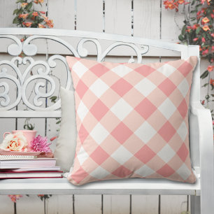 Soft Pink Checks Plaid Throw Pillow