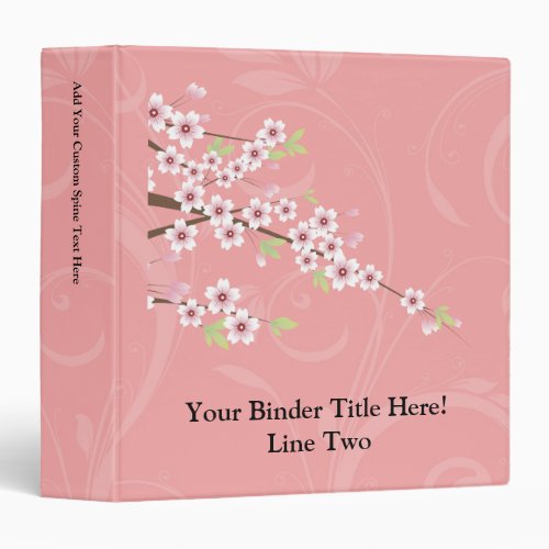 Soft Pink Cherry Blossom 3 Ring Binder