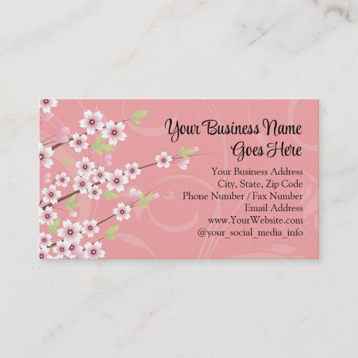 Customizable Soft Pink Cherry Blossom Business Card