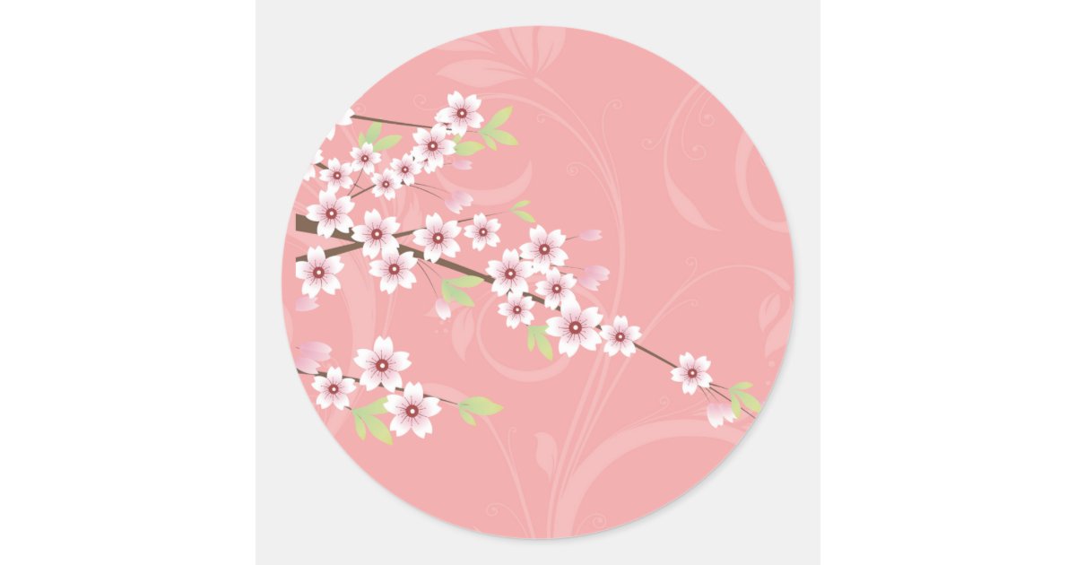 Soft Pink Cherry Blossom Classic Round Sticker | Zazzle