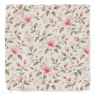 Soft Pink Cherry Blossom Floral Seamless Pattern Bandana