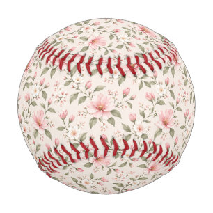 Soft Pink Cherry Blossom Floral Seamless Pattern Baseball