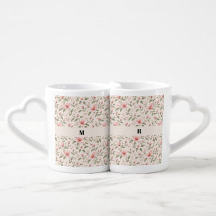 Soft Pink Cherry Blossom Floral Seamless Pattern Coffee Mug Set