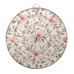 Soft Pink Cherry Blossom Floral Seamless Pattern Dart Board