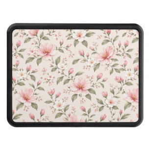Soft Pink Cherry Blossom Floral Seamless Pattern Hitch Cover