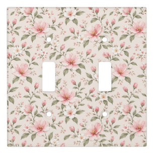 Soft Pink Cherry Blossom Floral Seamless Pattern Light Switch Cover