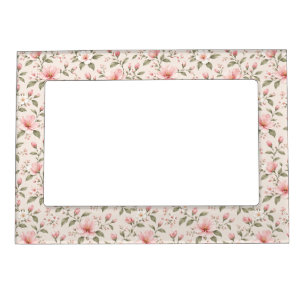 Soft Pink Cherry Blossom Floral Seamless Pattern Magnetic Frame