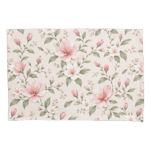 Soft Pink Cherry Blossom Floral Seamless Pattern Pillow Case