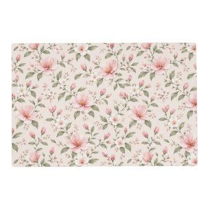 Soft Pink Cherry Blossom Floral Seamless Pattern Placemat