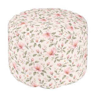Soft Pink Cherry Blossom Floral Seamless Pattern Pouf
