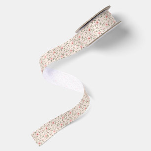 Soft Pink Cherry Blossom Floral Seamless Pattern Satin Ribbon