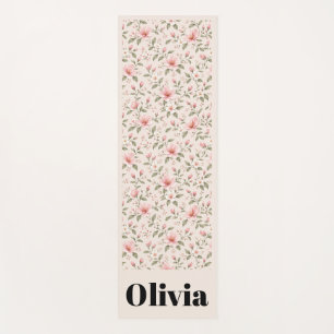 Soft Pink Cherry Blossom Floral Seamless Pattern Yoga Mat