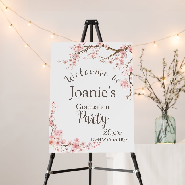 Soft Pink Cherry Blossom Graduation Foam Board (In Situ (Stand))