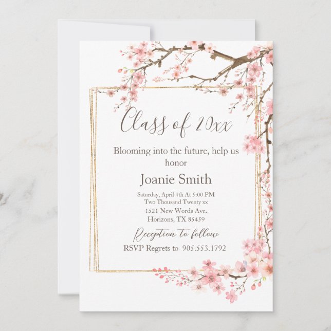 Soft Pink Cherry Blossom Graduation Invitation (Front)