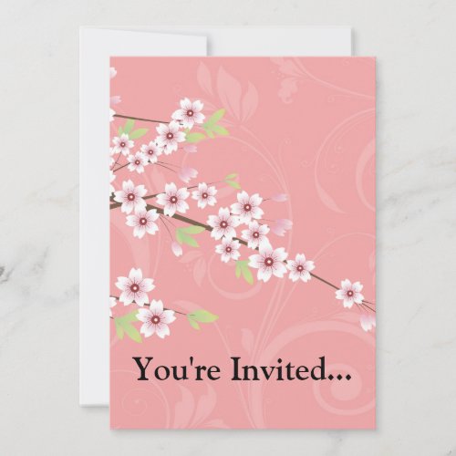 Soft Pink Cherry Blossom Personalized Invitation