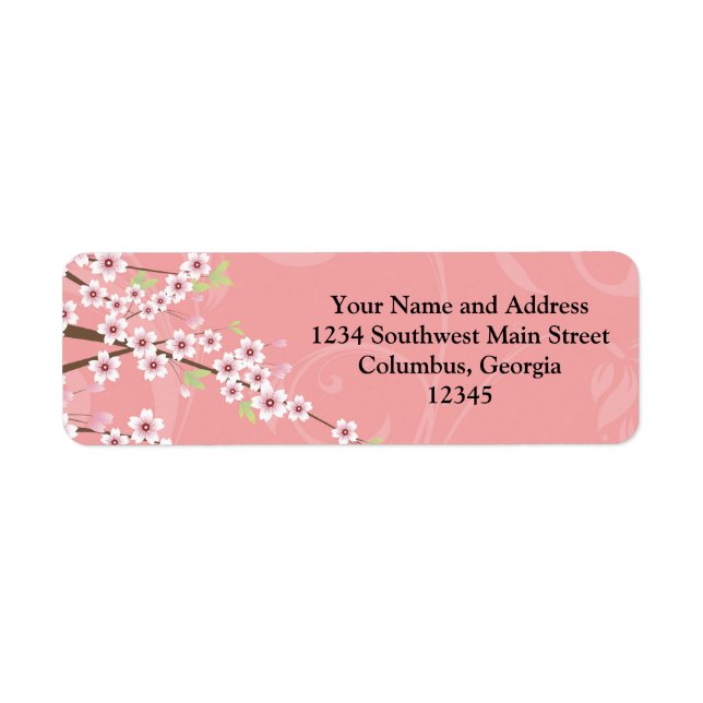 Soft Pink Cherry Blossom Label (Front)