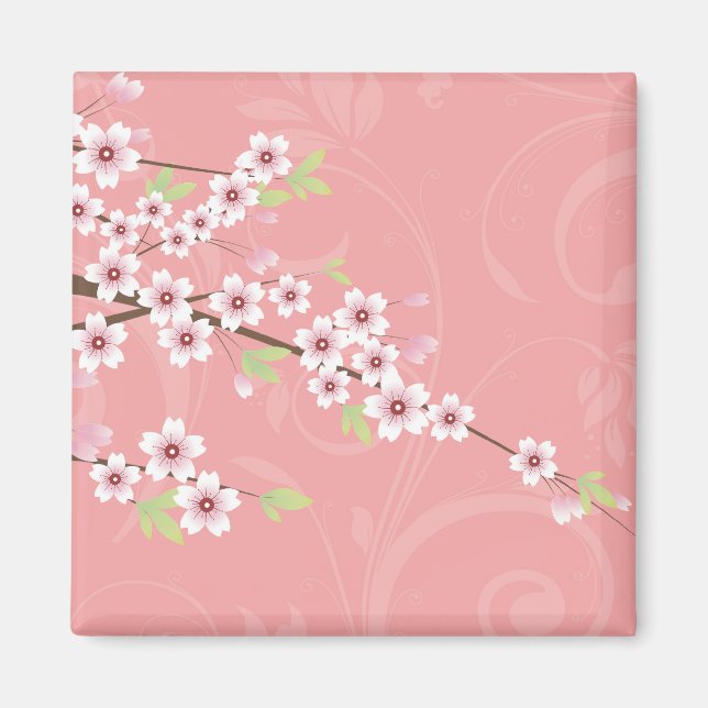 Soft Pink Cherry Blossom Magnet (Front)