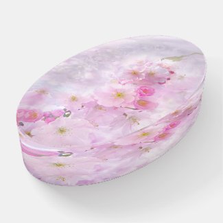Soft Pink Cherry Blossom Oval Paperweight