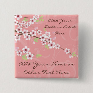 Soft Pink Cherry Blossom Pinback Button