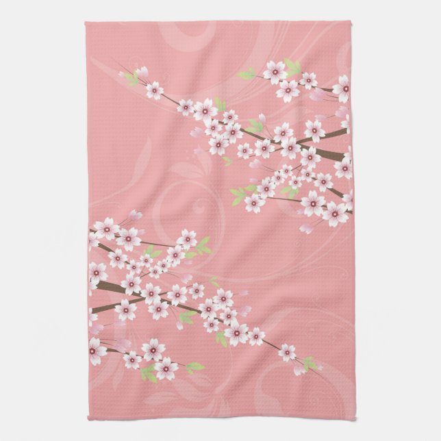 Soft Pink Cherry Blossom Towel (Vertical)