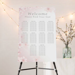 Soft Pink Cherry Blossom Wedding Seating chart Foam Board