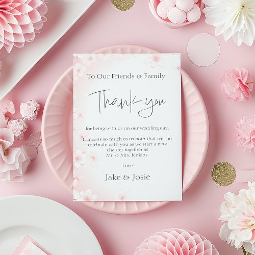 Soft Pink Cherry Blossom Wedding Table thank you