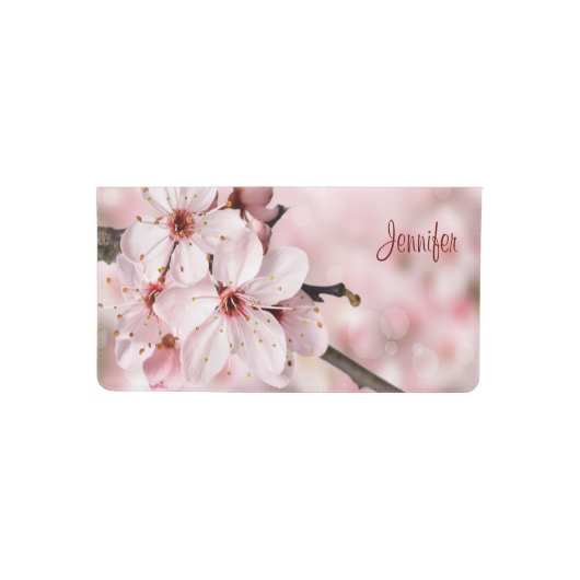 Soft Pink Cherry Tree Flowers Feminine Ladies Checkbook Cover (Front)