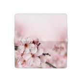 Soft Pink Cherry Tree Flowers Feminine Ladies Checkbook Cover (Open)