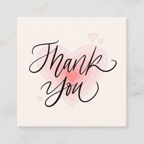 Soft Pink Chic  Girly Valentines Day Thank You Square Business Card