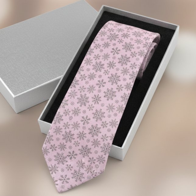 Soft Pink Christmas w/ Elegant Snowflakes Neck Tie (Creator Uploaded)