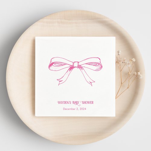 Soft Pink Coquette Bow Personalized Napkin