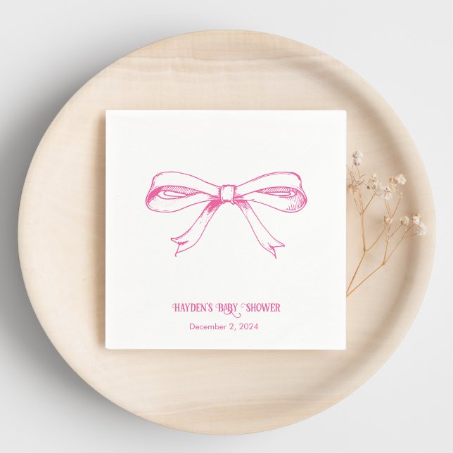 Soft Pink Coquette Bow Personalized Napkin (Creator Uploaded)
