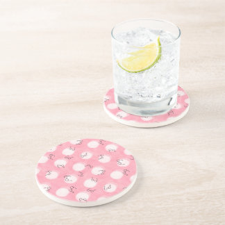 Soft Pink Cute Pattern – Minimal Aesthetic Polka Coaster