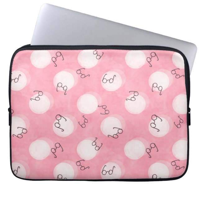 Soft Pink Cute Pattern – Minimal Aesthetic Polka Laptop Sleeve (Front)