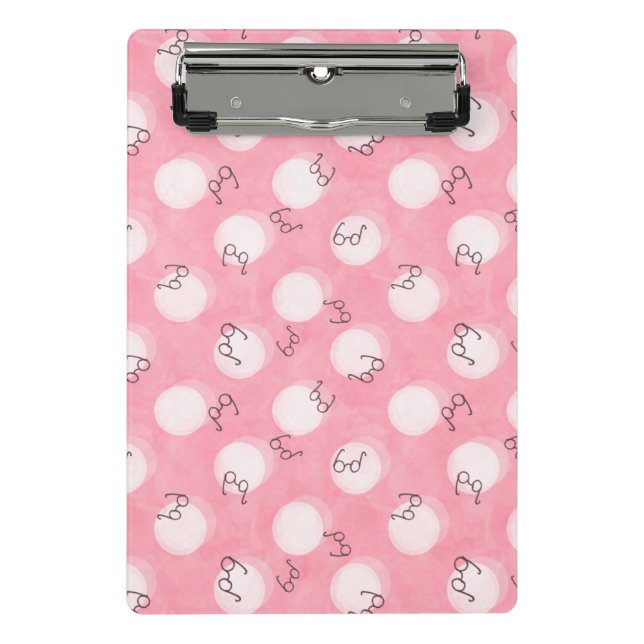 Soft Pink Cute Pattern – Minimal Aesthetic Polka Mini Clipboard (Front)
