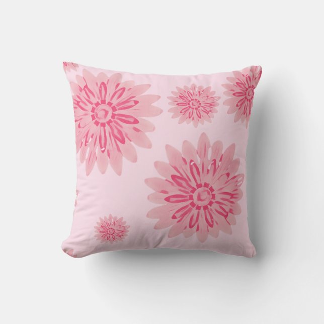 Soft Pink Daisies Throw Pillow (Front)