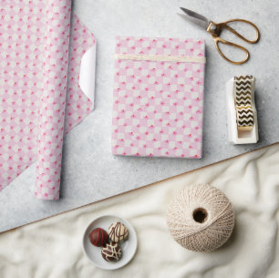 Soft Pink Daisy Checkerboard Floral Pattern Wrapping Paper