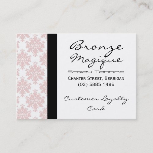 Soft Pink Damask Business Customer Loyalty Cards Business Cards