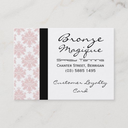 Customizable Soft Pink Damask Business Customer Loyalty Cards Business Cards