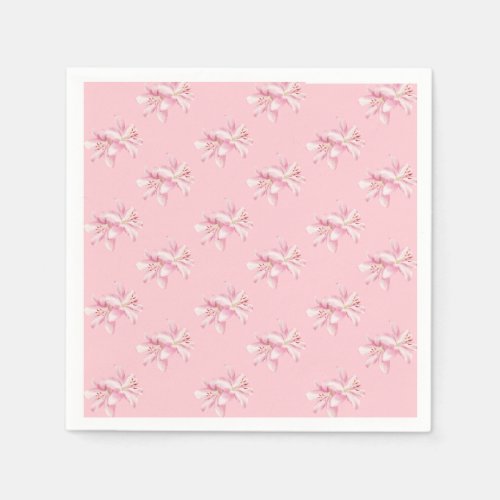 Soft Pink Delicate Floral Pattern Paper Napkins