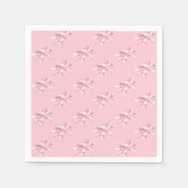 Soft Pink Delicate Floral Pattern Paper Napkins (Front)