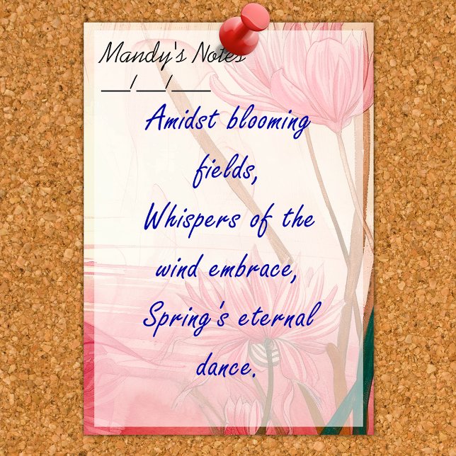 Soft Pink Delicate Floral Trendy 4" x 6" Post-it Notes (Creator Uploaded)