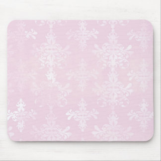 soft pink distressed damask pattern mouse pad