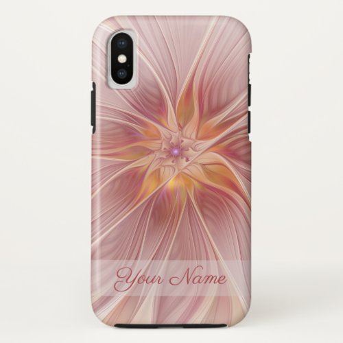 Soft Pink Dream Abstract Fractal Art Flower Name iPhone X Case